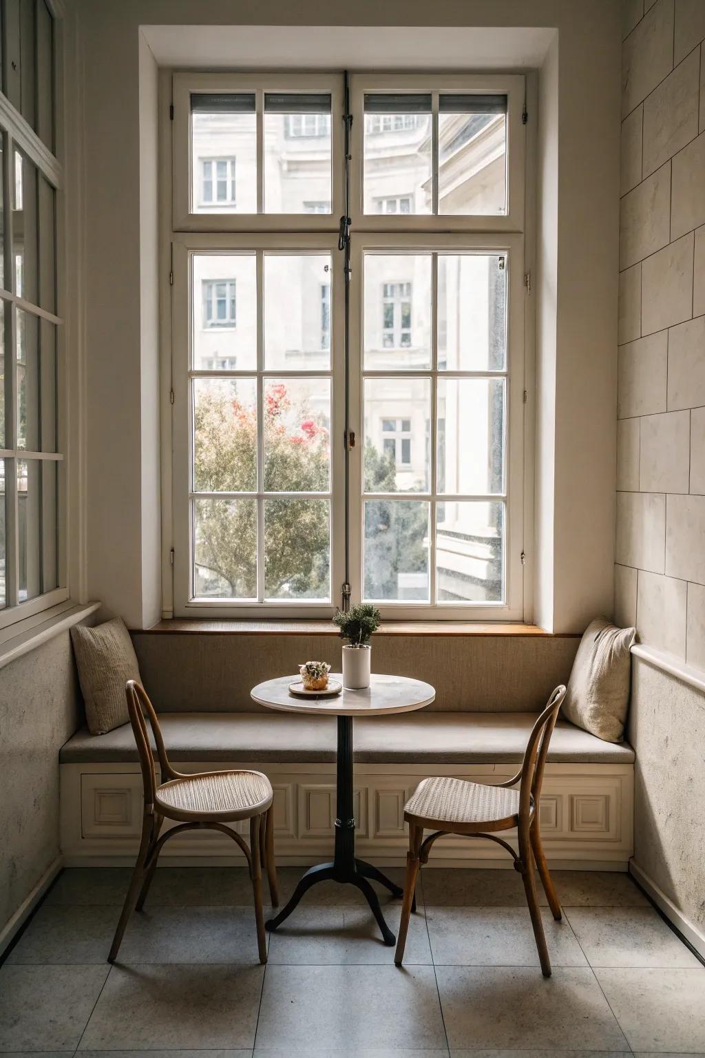 Simple designs offer a serene and calm window seating area.