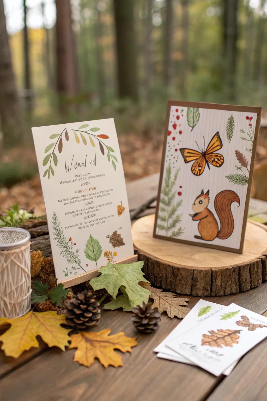 Woodland-themed notifications set the mood for a magical occasion.