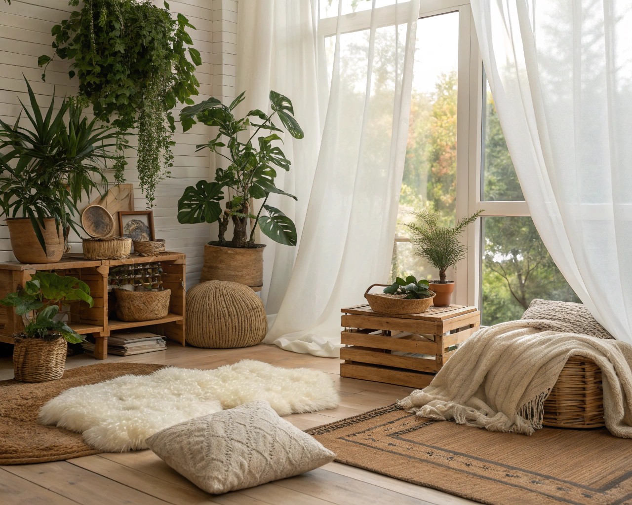 Integrating natural elements indoors promotes well-being and tranquility.