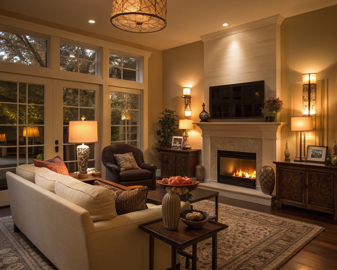 Layered lighting transforms flat spaces into dimensional environments.