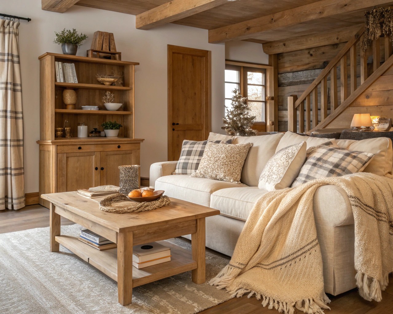 Soft textures and natural materials support tactile comfort and stress reduction.