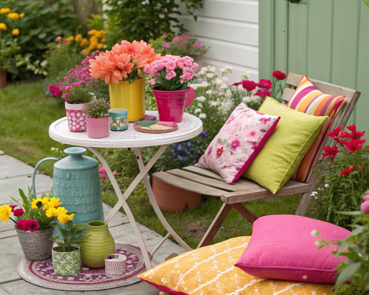 Using color schemes to set the mood for outdoor dining.