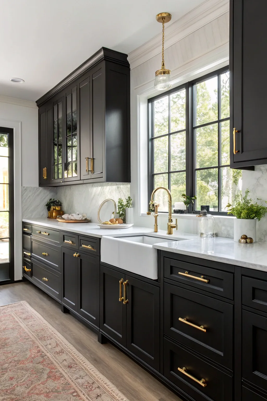 Striking Kitchen Designs in Black and Gold Color Schemes