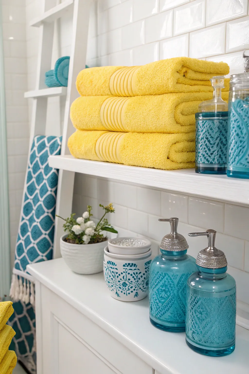 Elegant Bathroom Looks with Blue and Yellow Accents