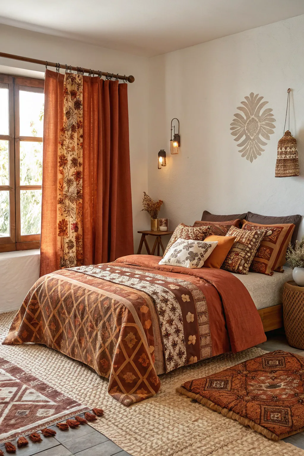 Earthy Brown Bedrooms Enhanced with Orange Touches